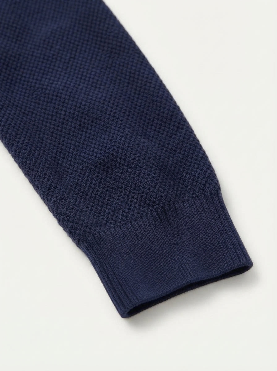 Textured Viscose Crewneck Sweater