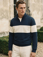 Casual Knitted Colorblock Half-Zip Sweatshirt