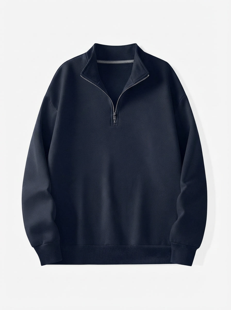 Men's Casual Polyester Half-Zip Sweatshirt