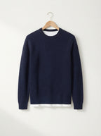 Textured Viscose Crewneck Sweater