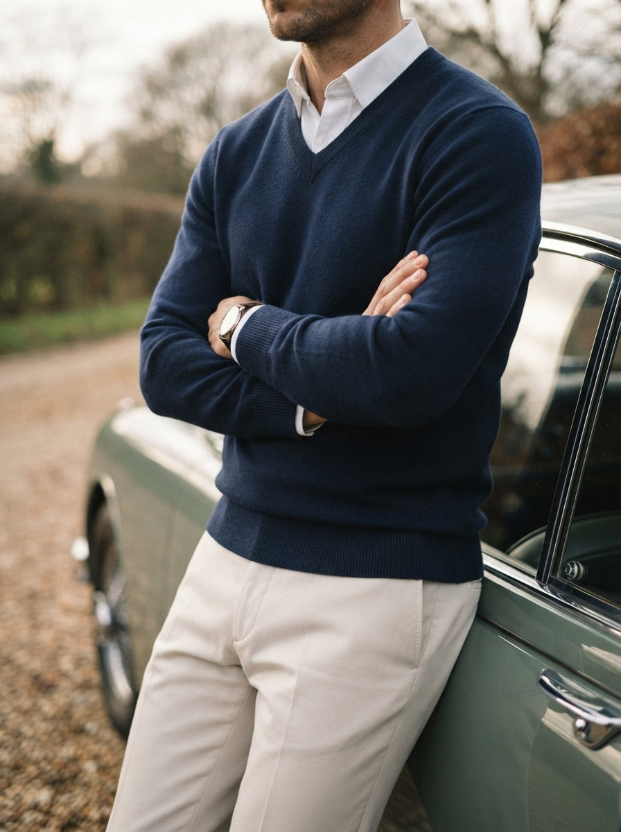 Men's Jumper Pullover V-Neck Slim Fit