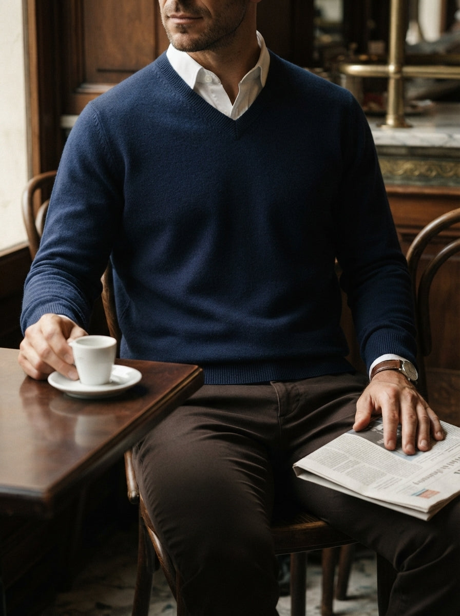 Men's Jumper Pullover V-Neck Slim Fit