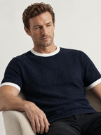 Jacquard Round Neck Knit Short Sleeve T-Shirt