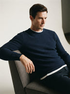 Textured Viscose Crewneck Sweater