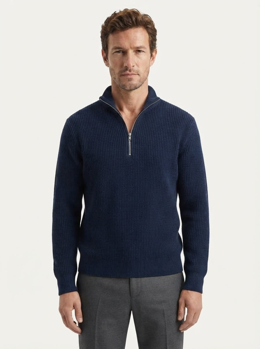 Men's Casual Knitted Zip Sweater