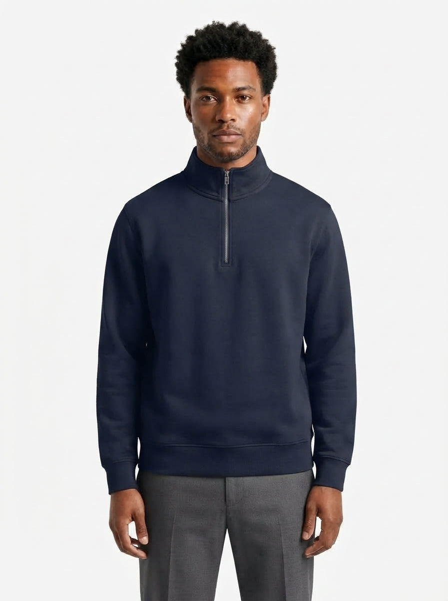 Men's Casual Polyester Half-Zip Sweatshirt