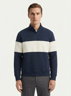 Casual Knitted Colorblock Half-Zip Sweatshirt