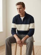 Casual Knitted Colorblock Half-Zip Sweatshirt