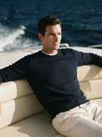 Textured Viscose Crewneck Sweater