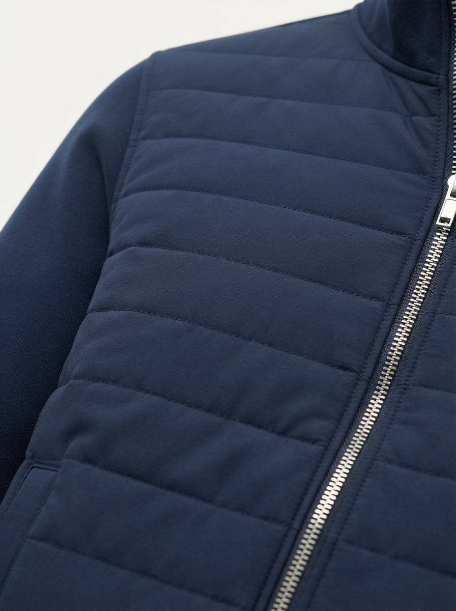 Smart-Casual Quilted Hybrid Knitted Sleeve Jacket