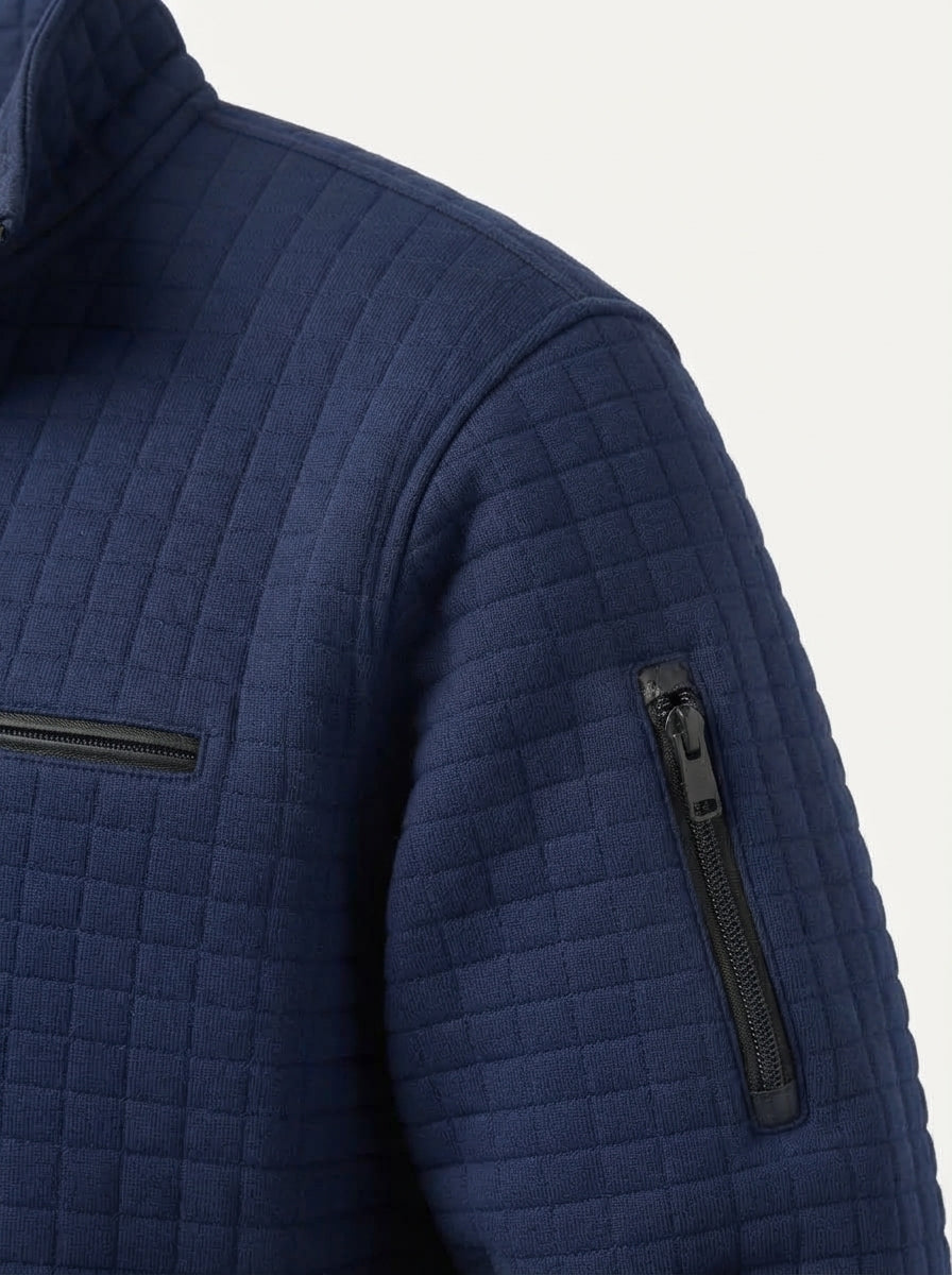 Quarter-Zip Waffle Knit Pullover