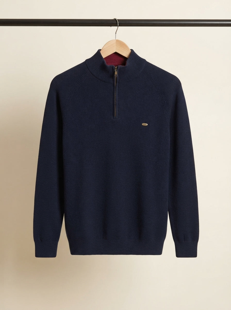 Elegant Fitted Quarter-Zip Sweater