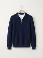 Fitted Knit Quarter Zip Sweater