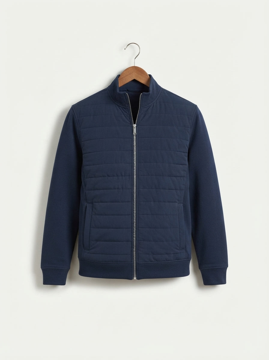 Smart-Casual Quilted Hybrid Knitted Sleeve Jacket