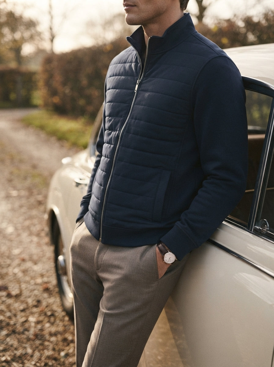Smart-Casual Quilted Hybrid Knitted Sleeve Jacket