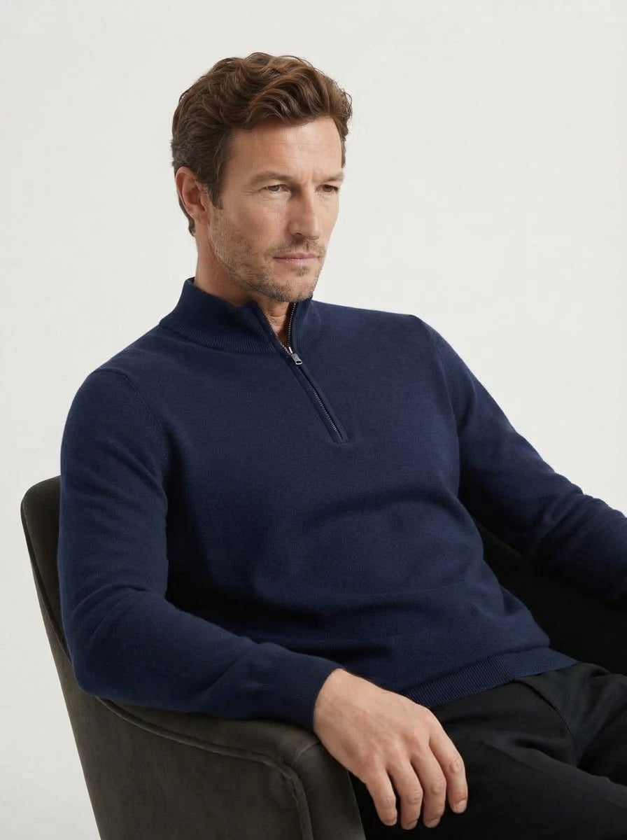 Cashmere Half-Zip Pullover Sweater