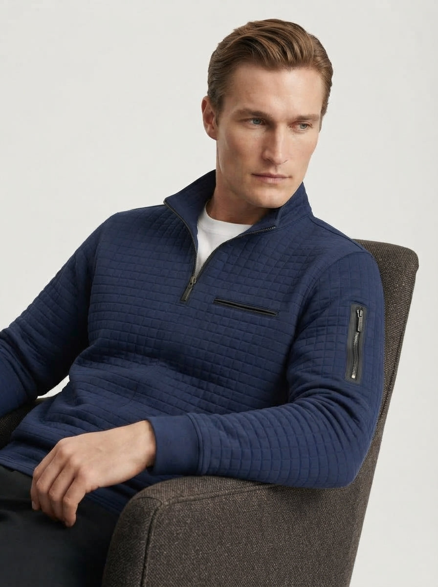 Quarter-Zip Waffle Knit Pullover