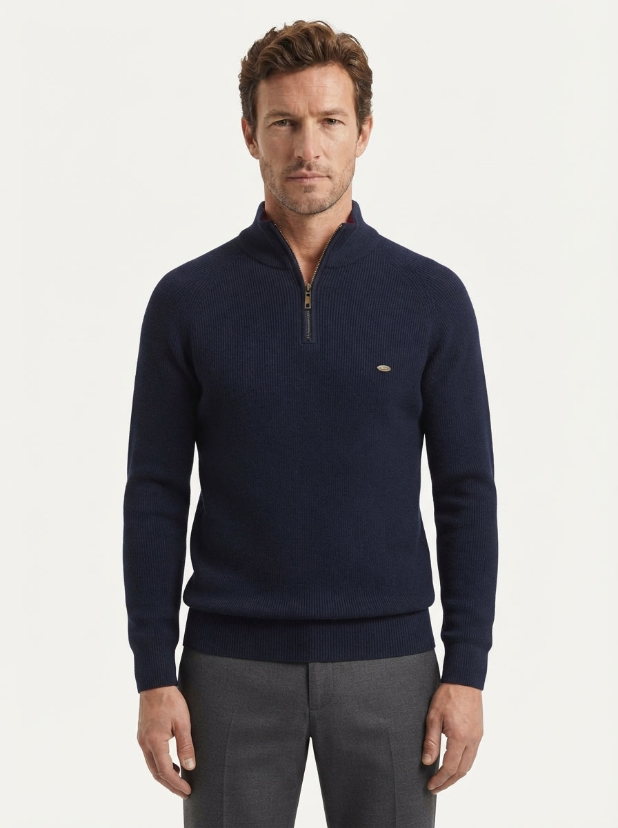 Elegant Fitted Quarter-Zip Sweater