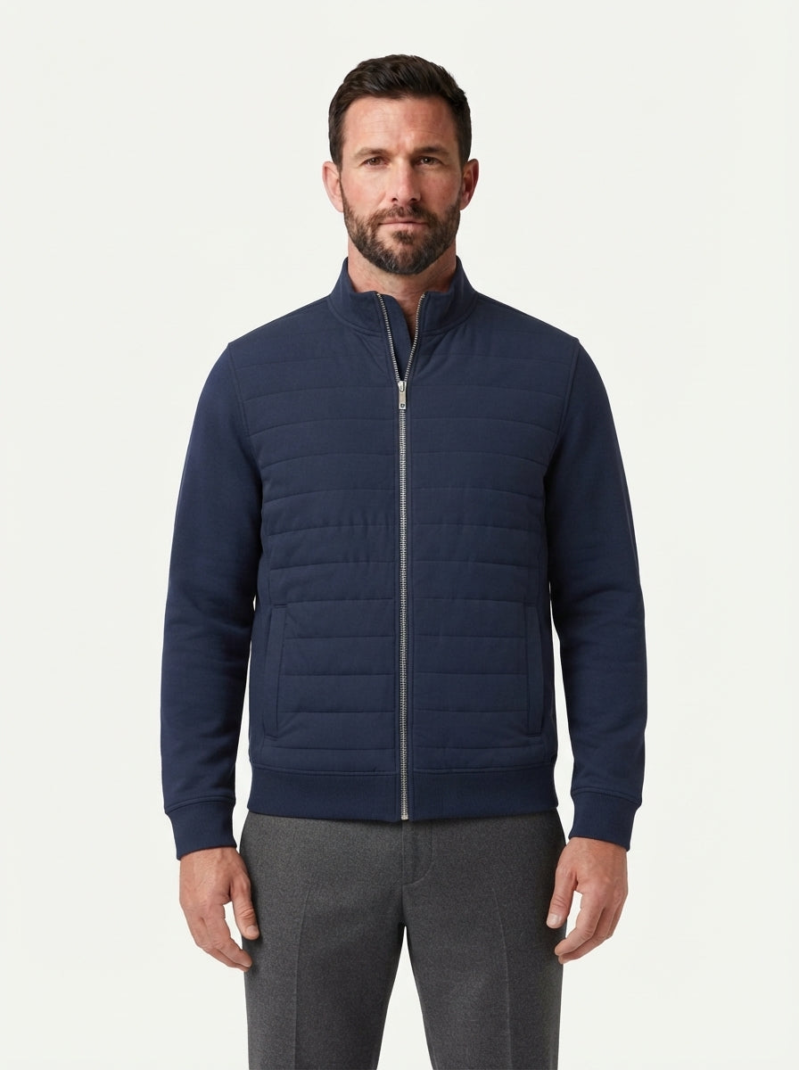 Smart-Casual Quilted Hybrid Knitted Sleeve Jacket