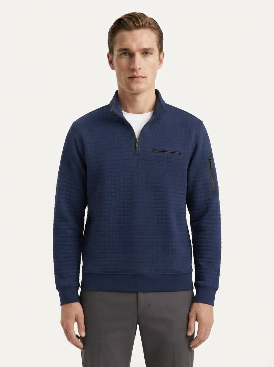 Quarter-Zip Waffle Knit Pullover