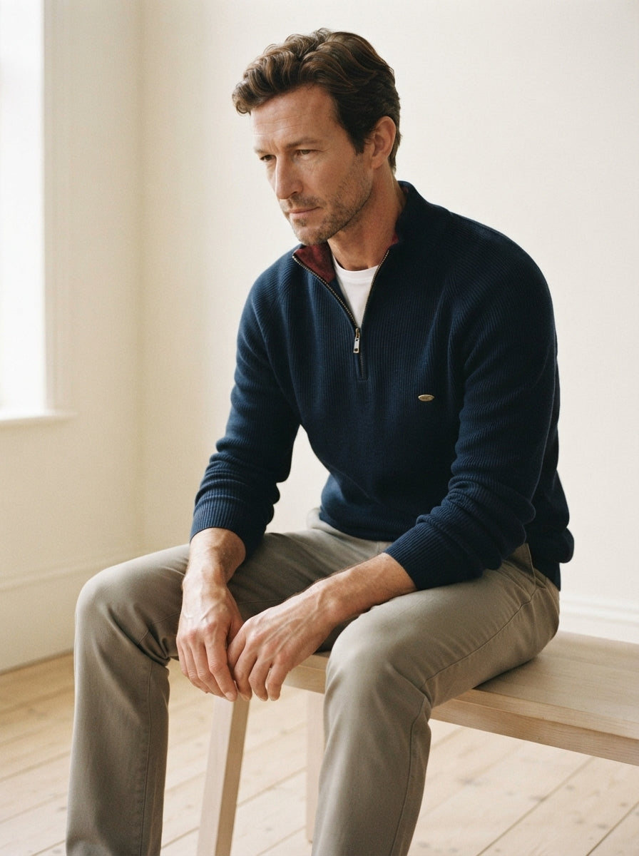 Elegant Fitted Quarter-Zip Sweater