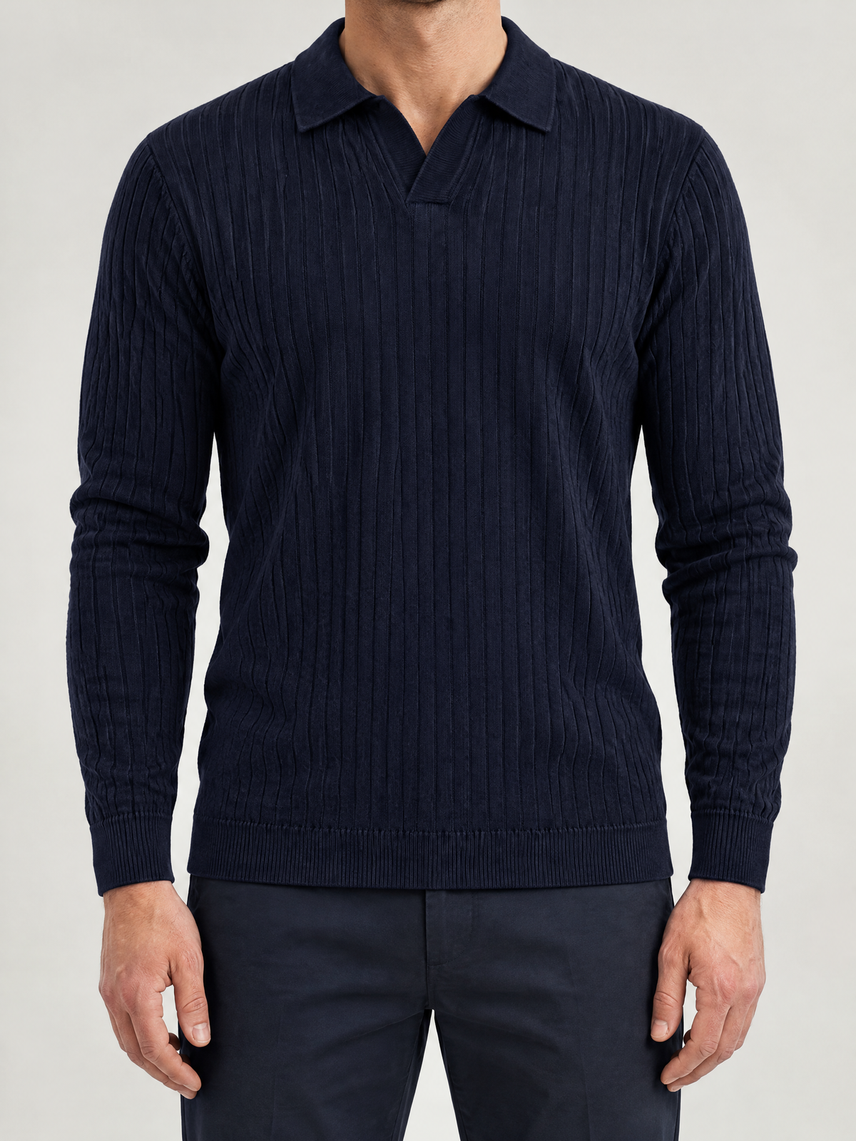 Enzo Ribbed Polo Sweater