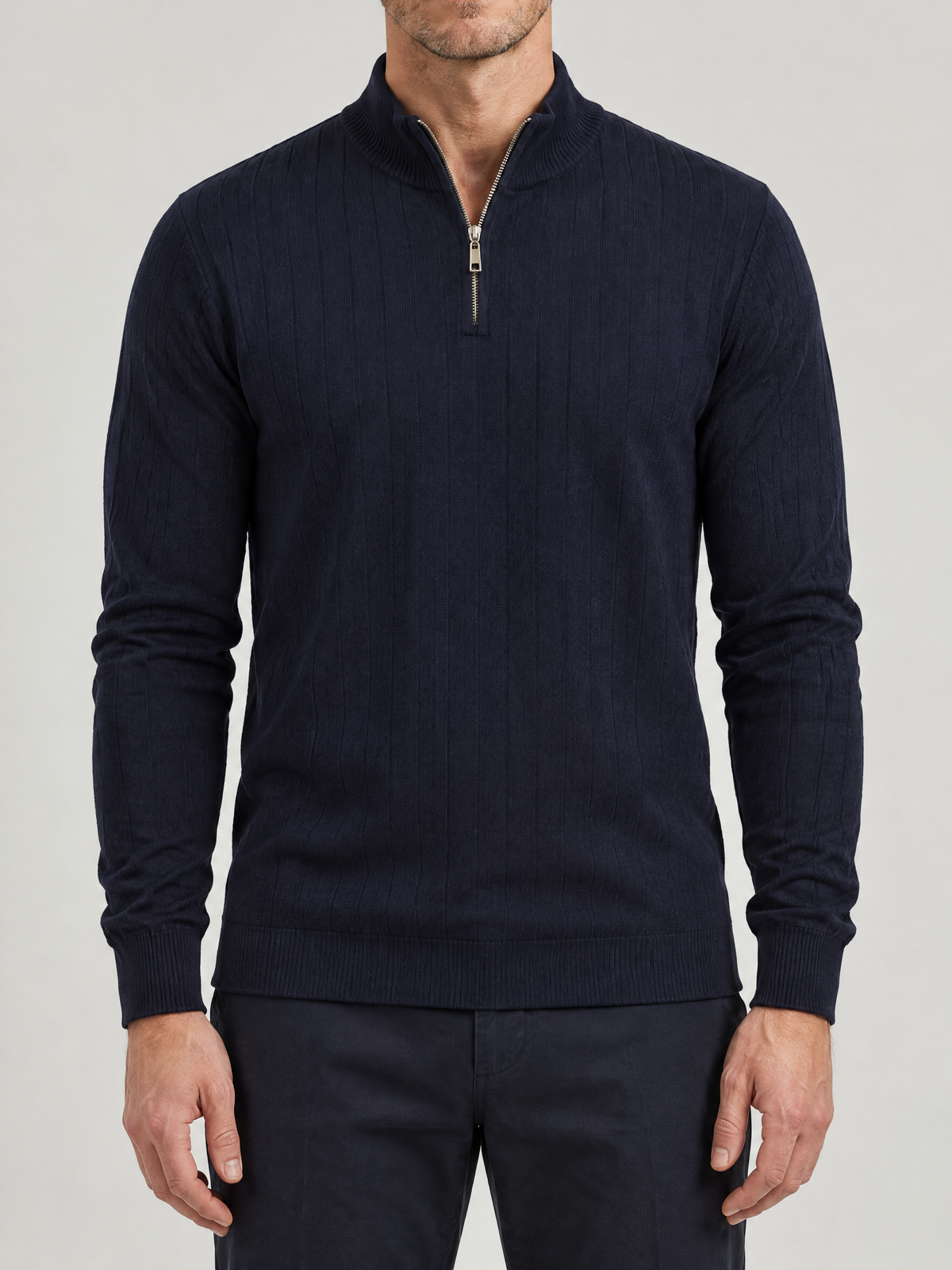 Reid Ribbed Stand Collar Quarter Zip