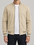 Striped Trim Varsity Jacket