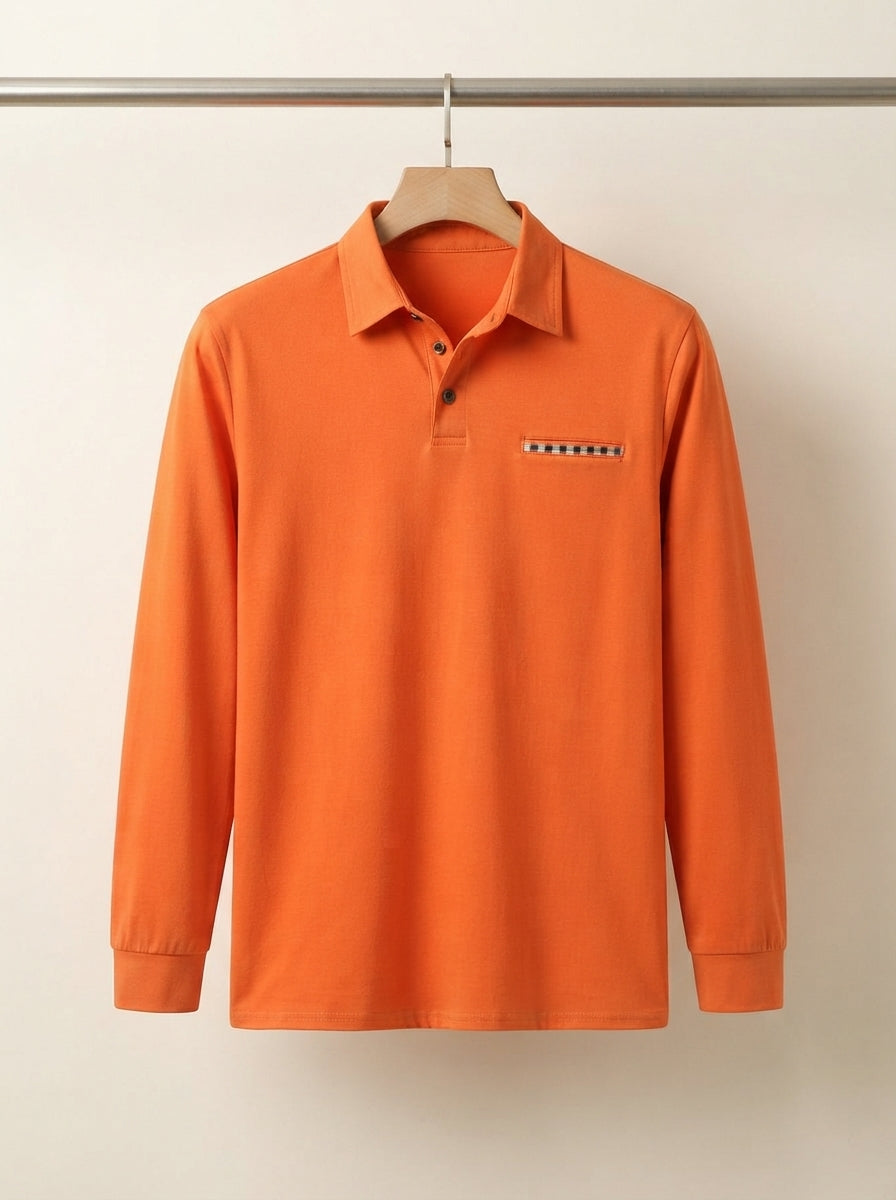 Lightweight Checkered Long Sleeve Polo Shirt