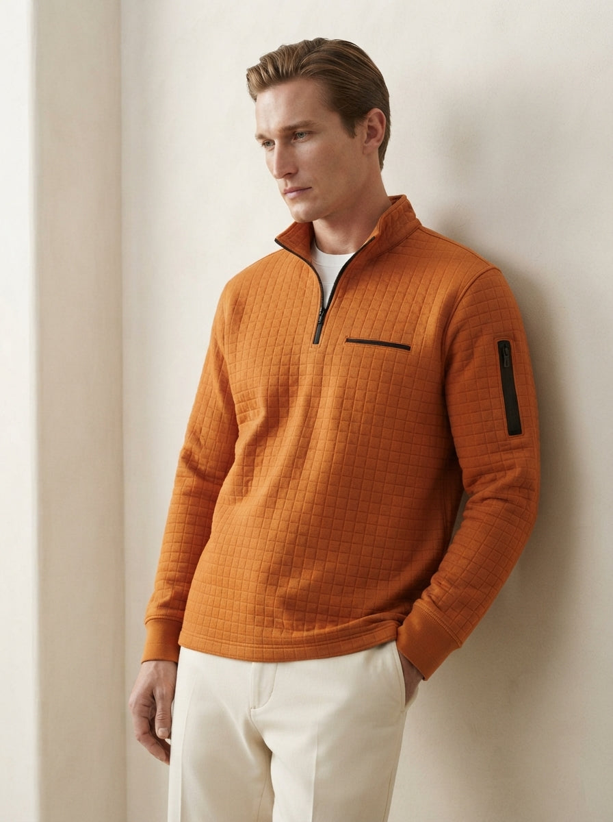 Quarter-Zip Waffle Knit Pullover