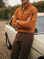 Quarter-Zip Waffle Knit Pullover