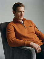 Quarter-Zip Waffle Knit Pullover