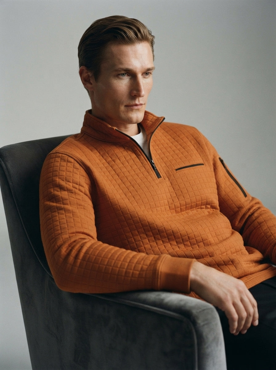 Quarter-Zip Waffle Knit Pullover