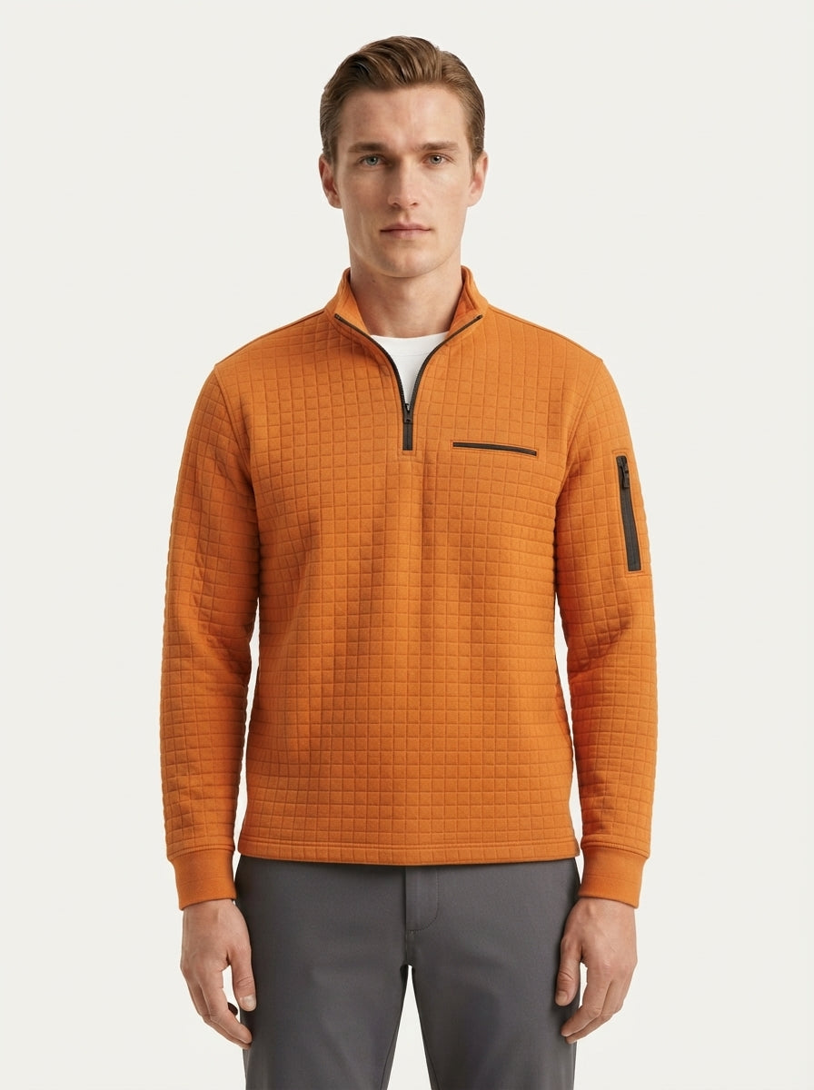 Quarter-Zip Waffle Knit Pullover
