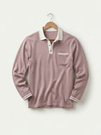 Long Sleeve Polo Shirt Contrast Collar