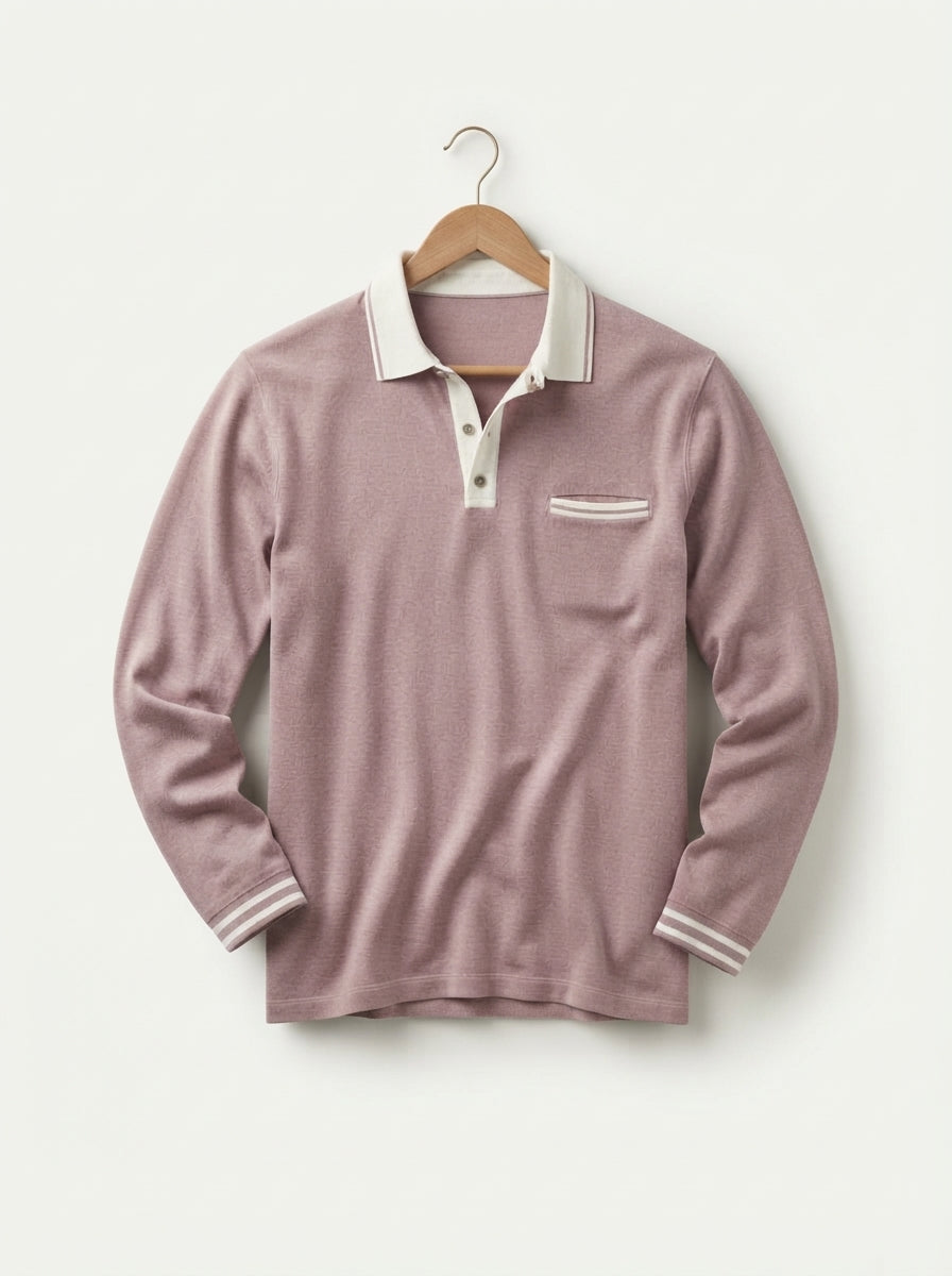 Long Sleeve Polo Shirt Contrast Collar