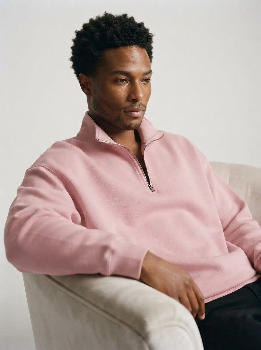 Men's Casual Polyester Half-Zip Sweatshirt