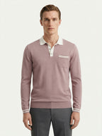 Long Sleeve Polo Shirt Contrast Collar