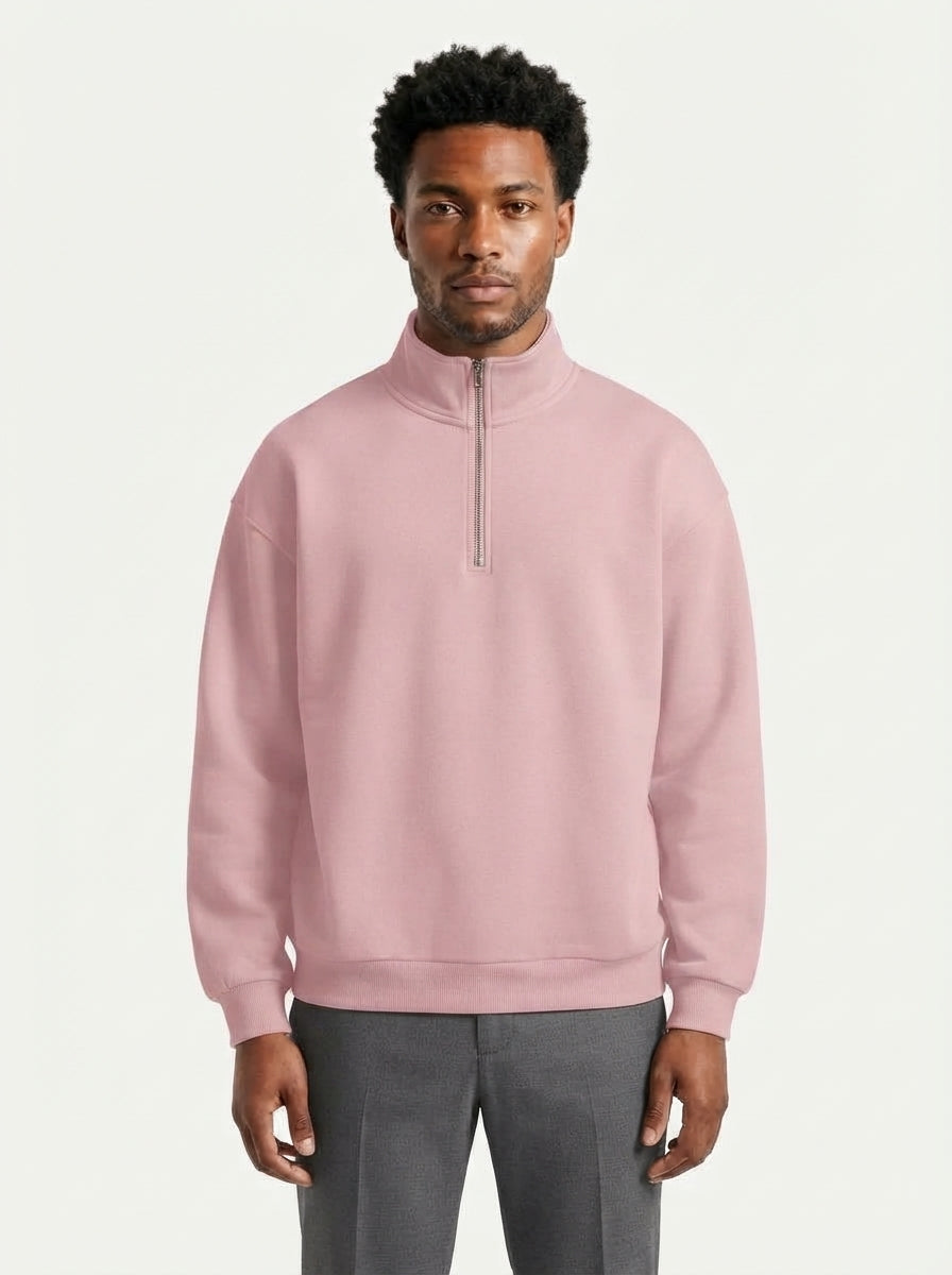 Men's Casual Polyester Half-Zip Sweatshirt