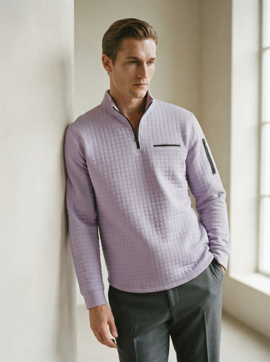 Quarter-Zip Waffle Knit Pullover