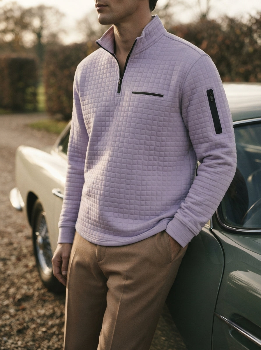 Quarter-Zip Waffle Knit Pullover