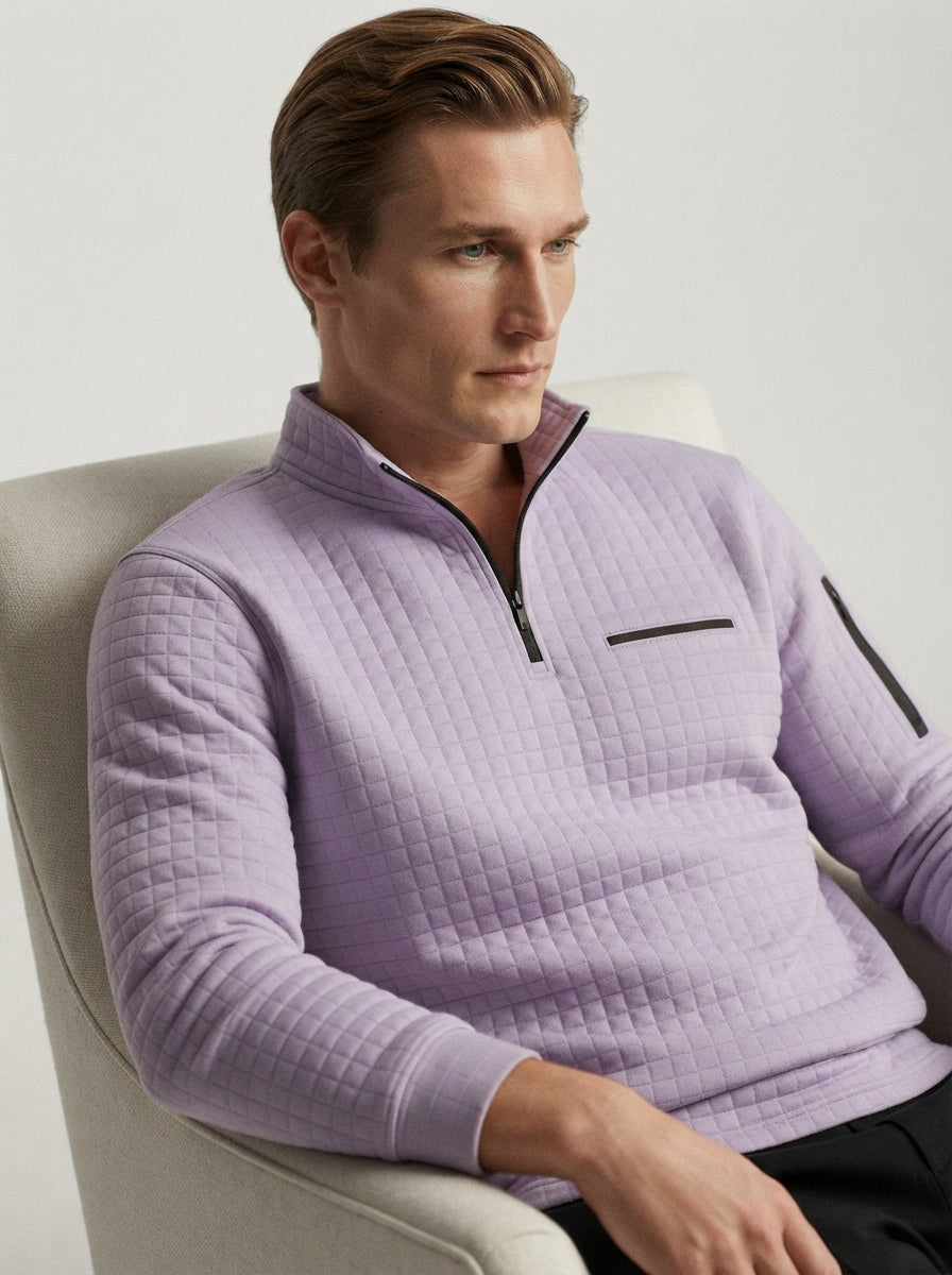 Quarter-Zip Waffle Knit Pullover