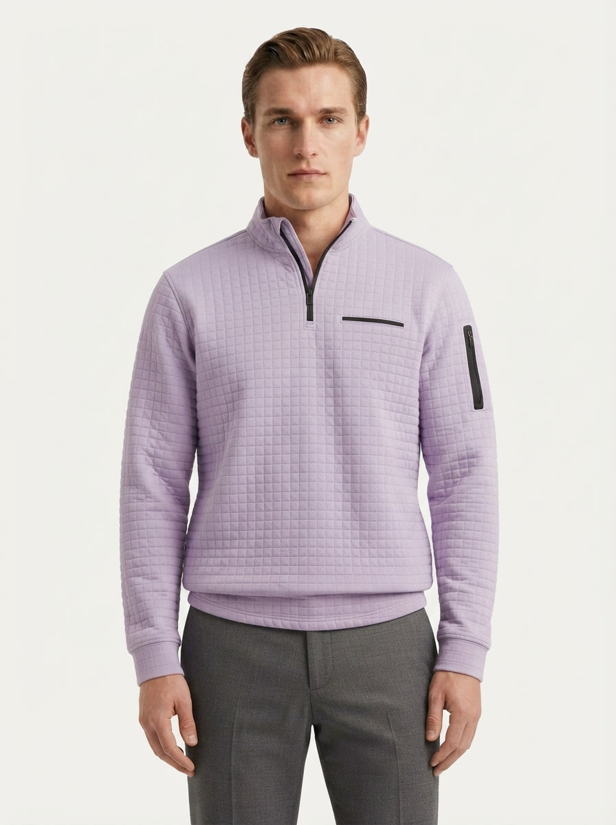 Quarter-Zip Waffle Knit Pullover