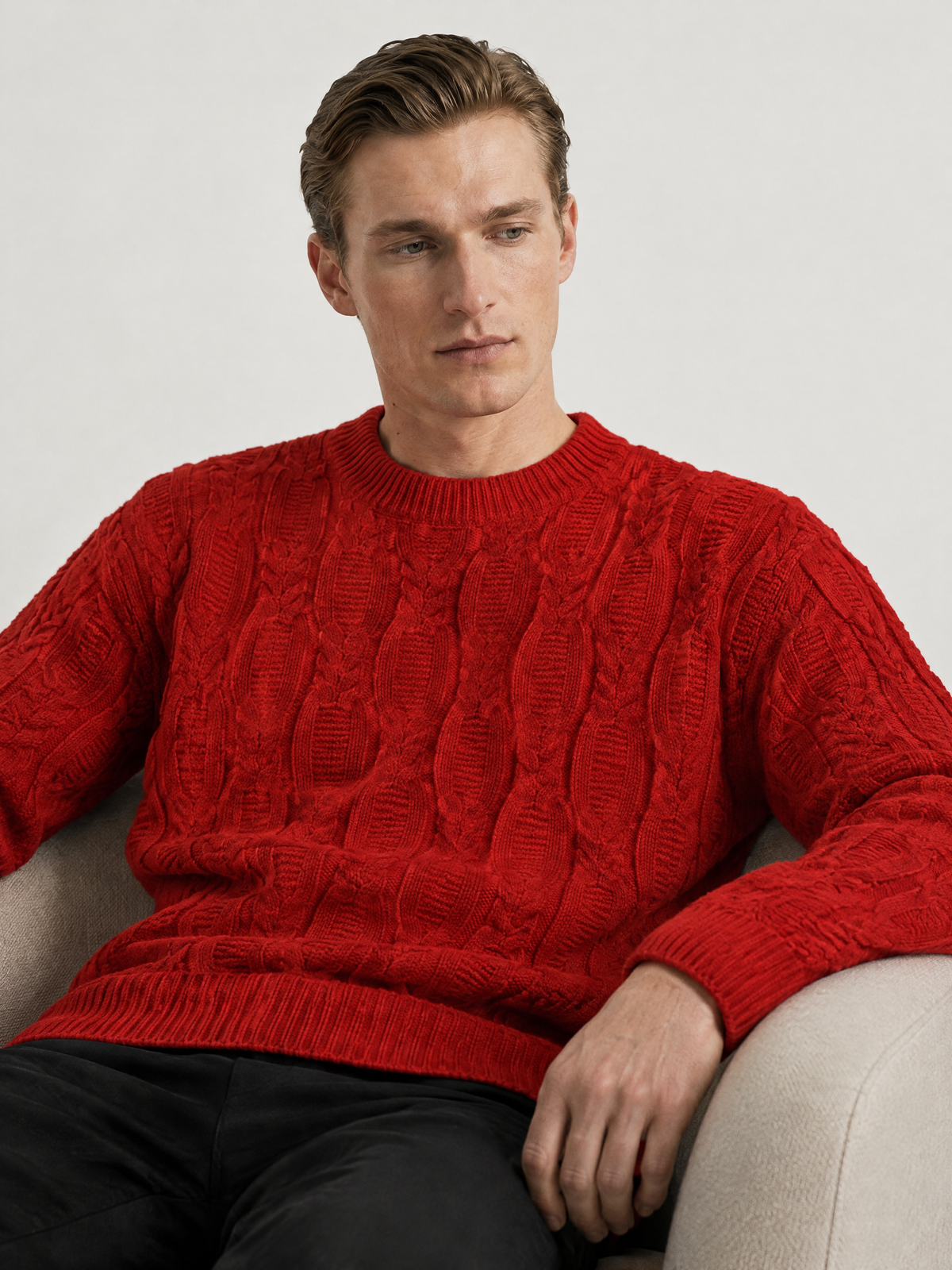 Cable Knit Crewneck Sweater