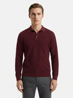 Fitted Long Sleeve Polo Waffle Shirt