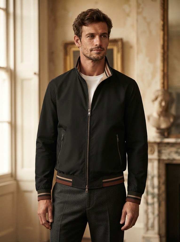 Reversible Zip Up Bomber Jacket