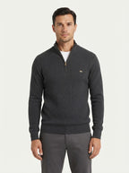 Ribbed Knit Funnel Neck Quarter-Zip Sweater