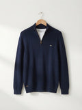 Ribbed Knit Funnel Neck Quarter-Zip Sweater