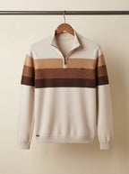 Casual Striped Cotton Quarter-Zip Sweater