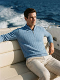 Merino Wool Cable Knit Quarter Zip Sweater